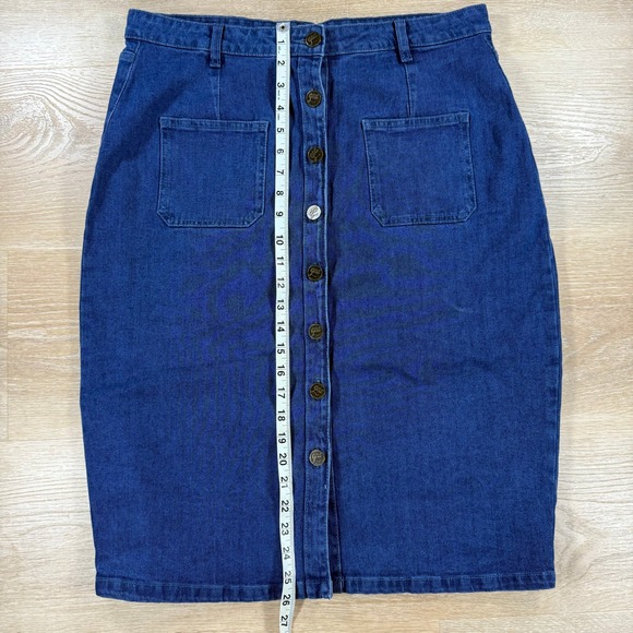 All About You Denim‎ Skirt Button Front Pockets Pencil Casual Chic Size 34 - Picture 5 of 7